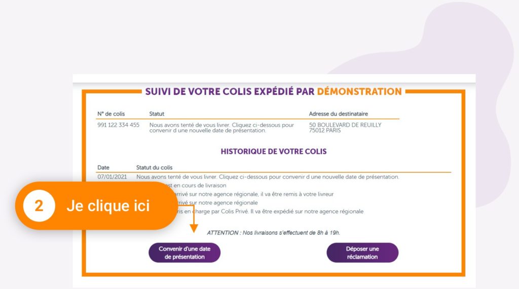 Reprogrammation, modification de livraison Colis Privé